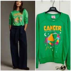Anthropologie Midnight Rider The Carolita Zodiac Cancer Sweatshirt NWT Small